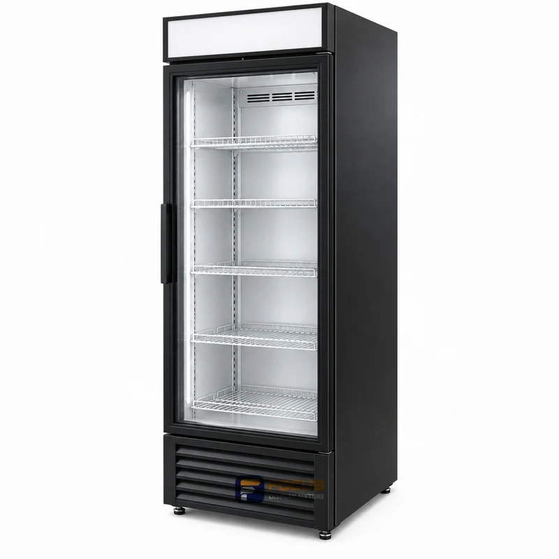 cooler shelving surrounds fixture, reference FC-056