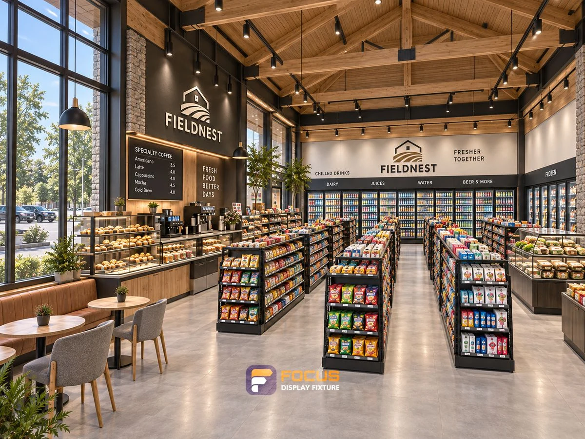 Store 03 — Natural oak convenience store, interior view 4