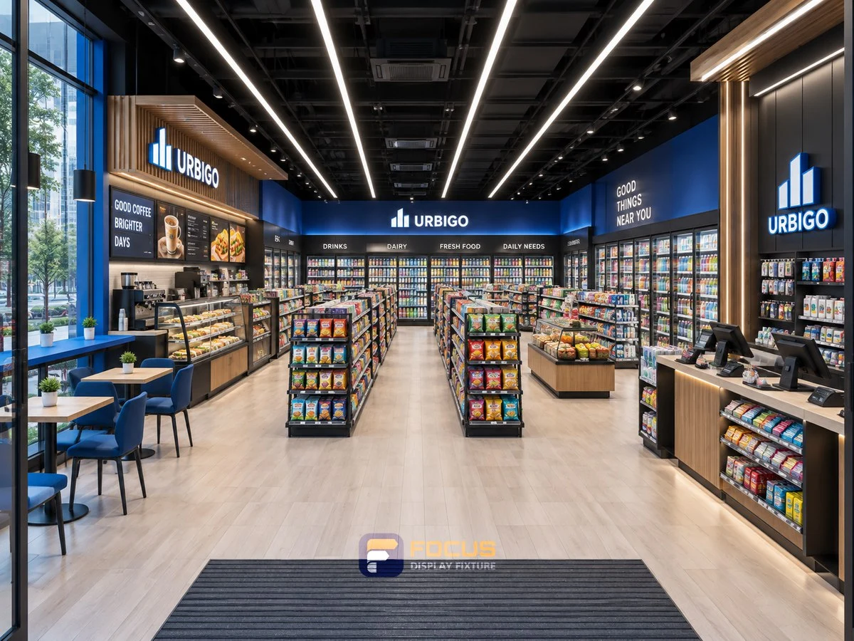 Store 04 — Urban blue convenience store, interior view 6