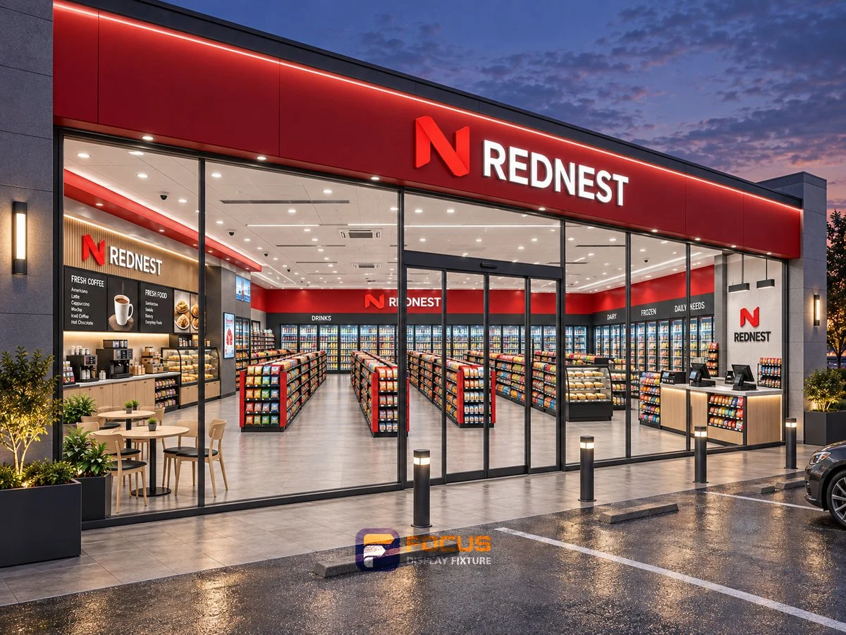 Store 06 — Signal red convenience store, interior view 5