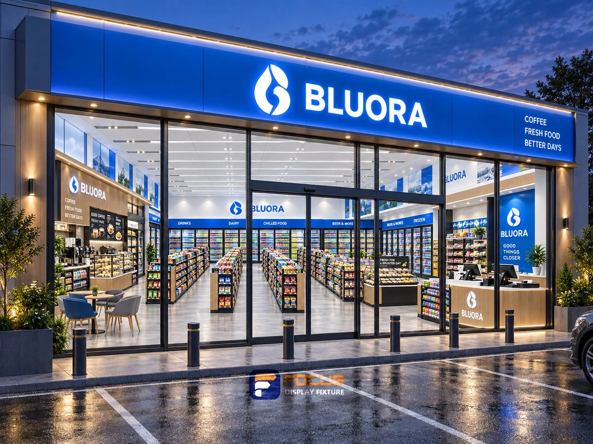 Store 07 — Clear blue convenience store, interior view 5