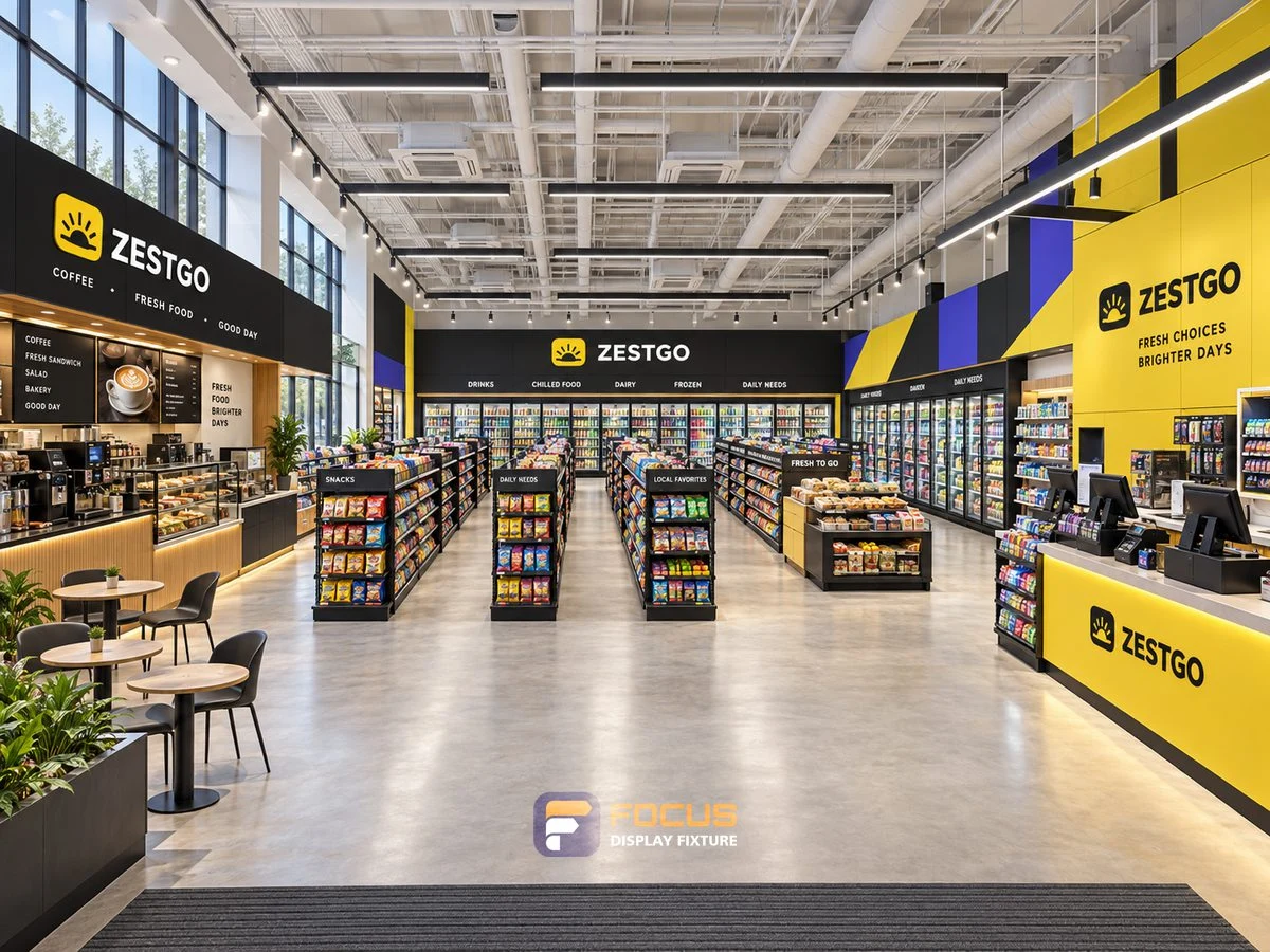 Store 10 — Yellow accents convenience store, interior view 6
