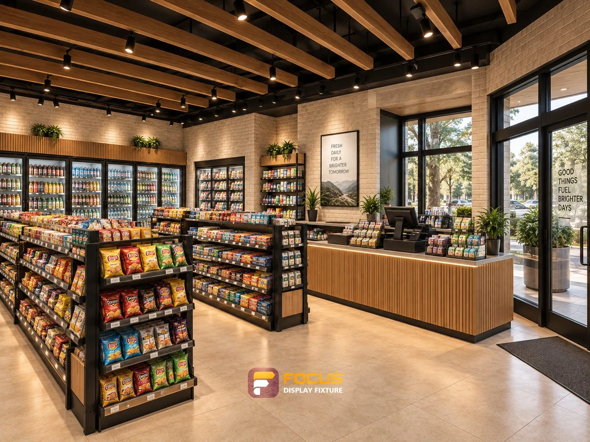 Store 16 — Warm cafe convenience store, interior view 3