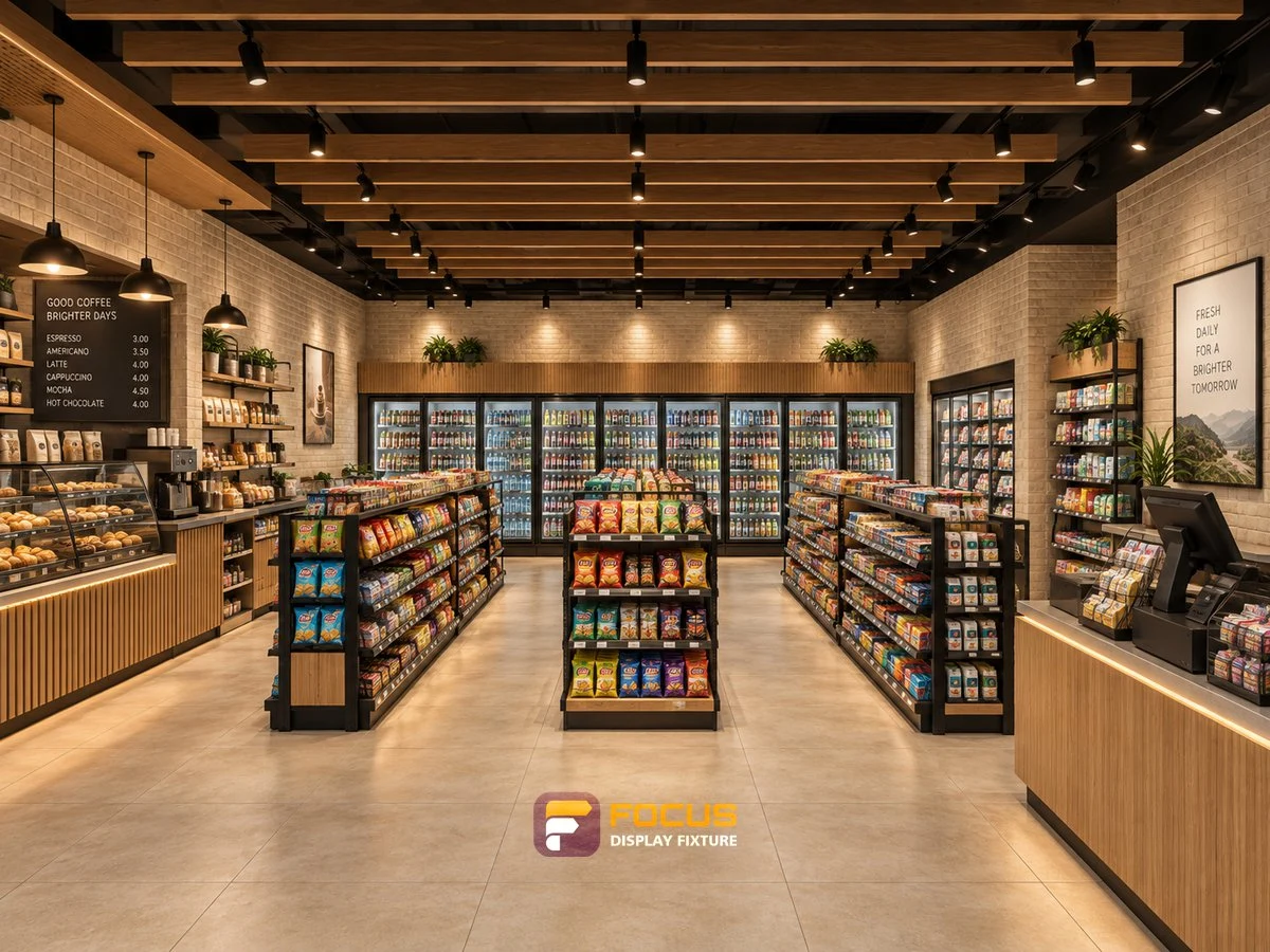 Store 16 — Warm cafe convenience store, interior view 6