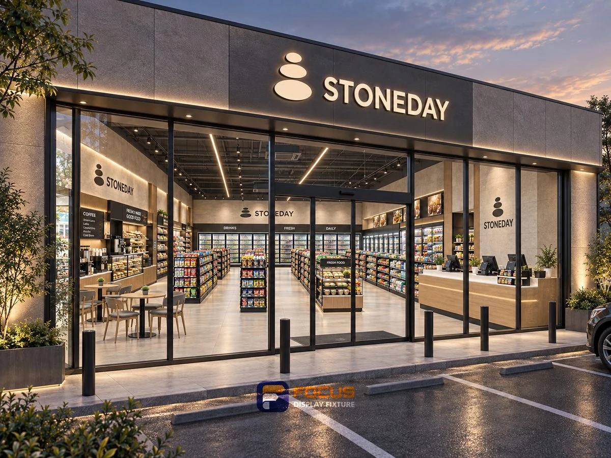 Store 21 — Stone neutral convenience store, interior view 5