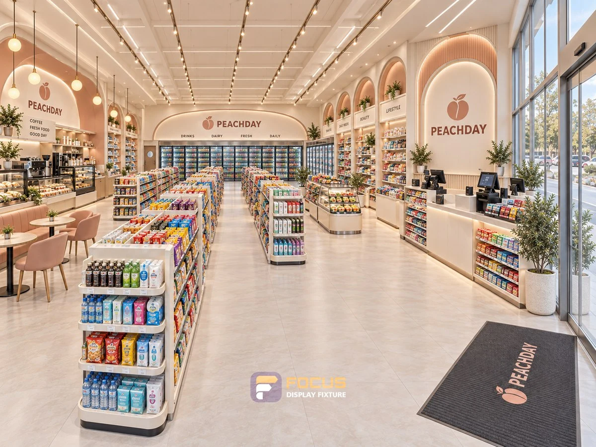 Store 23 — Soft peach convenience store, interior view 3