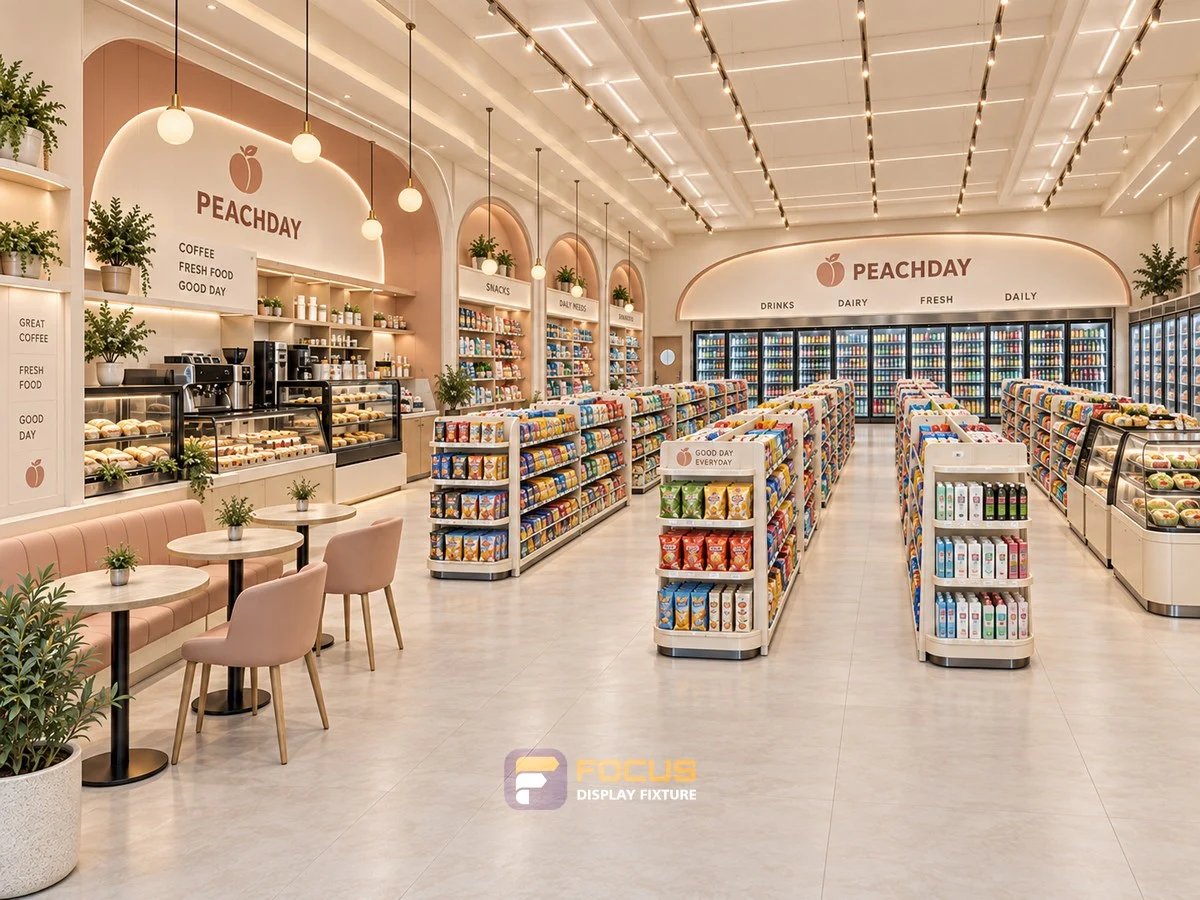 Store 23 — Soft peach convenience store, interior view 4
