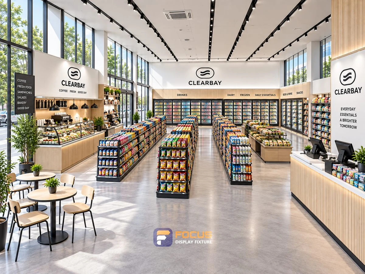 Store 24 — Bright white convenience store, interior view 2