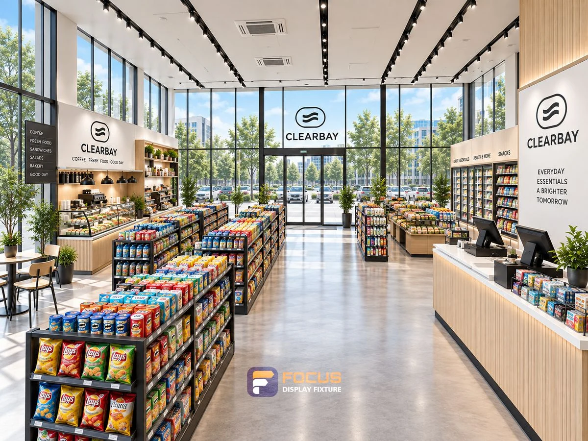 Store 24 — Bright white convenience store, interior view 3