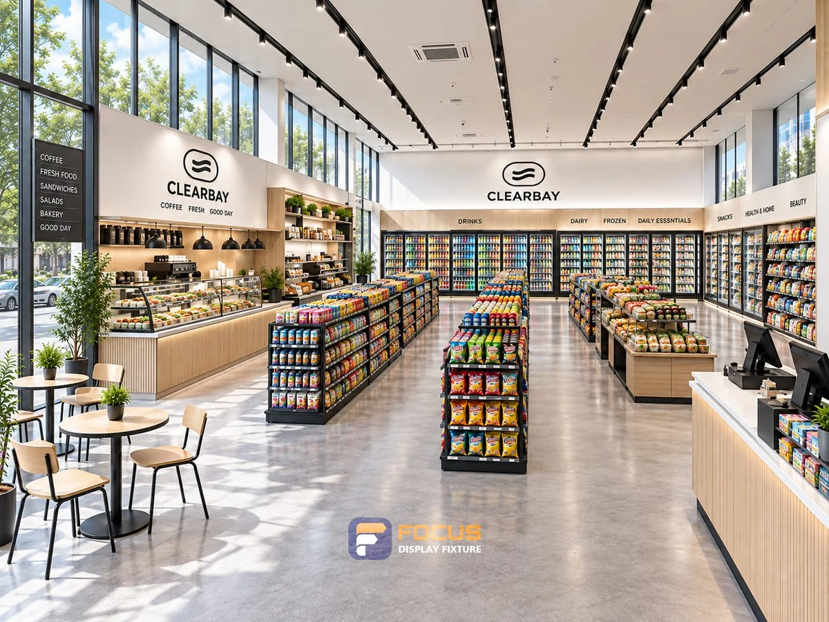 Store 24 — Bright white convenience store, interior view 4