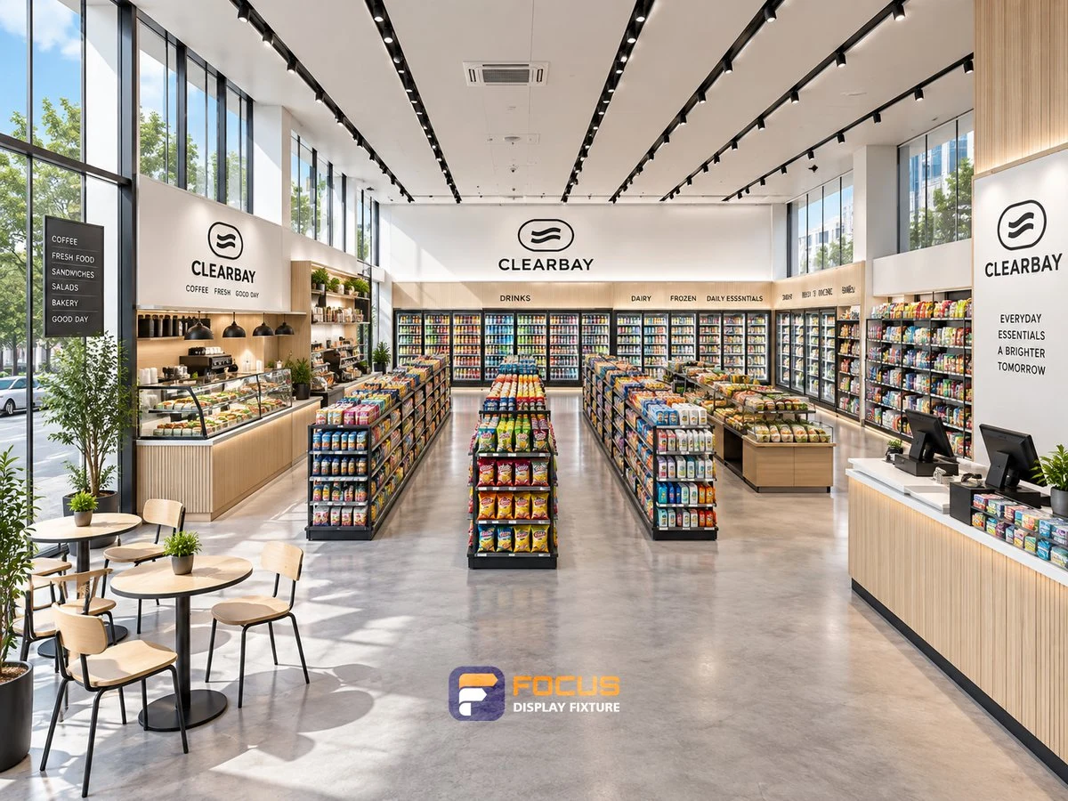 Store 24 — Bright white convenience store, interior view 6