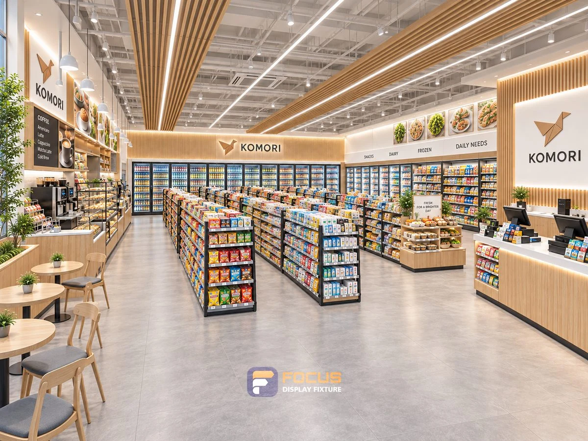 Store 25 — Light timber convenience store, interior view 2