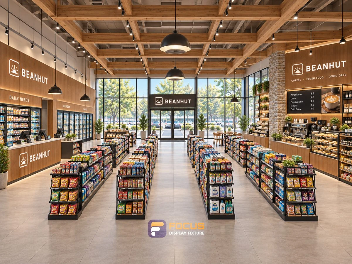 Store 29 — Coffee timber convenience store, interior view 1