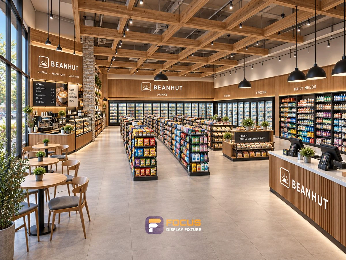 Store 29 — Coffee timber convenience store, interior view 2