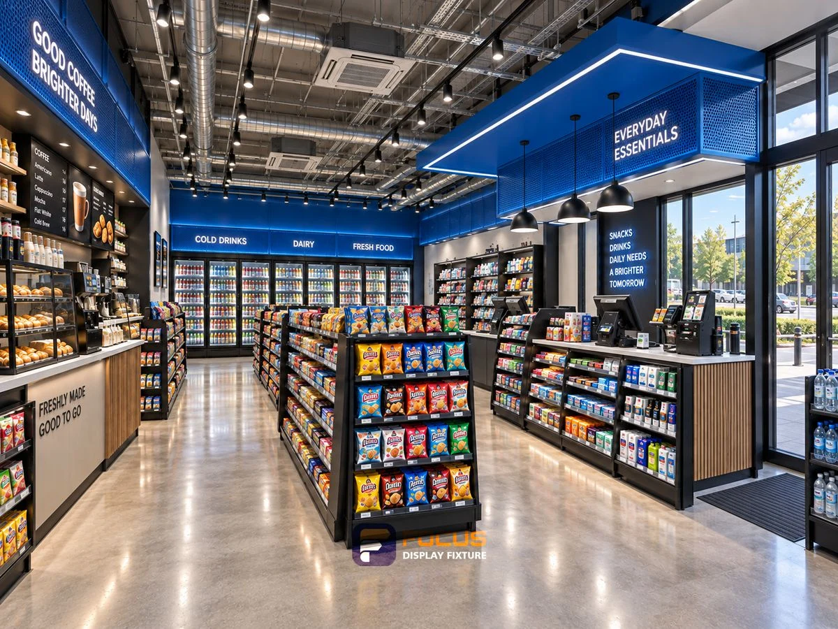 Store 32 — Blue market convenience store, interior view 3
