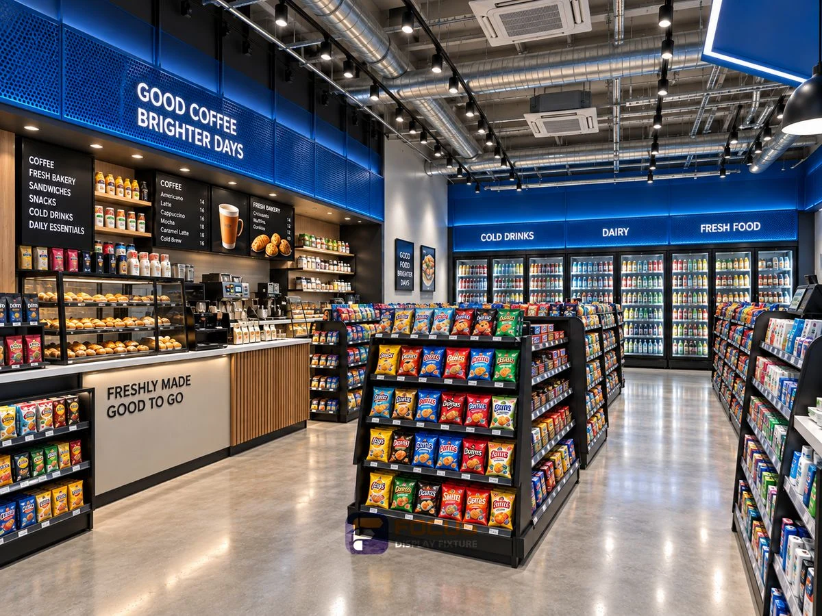 Store 32 — Blue market convenience store, interior view 4
