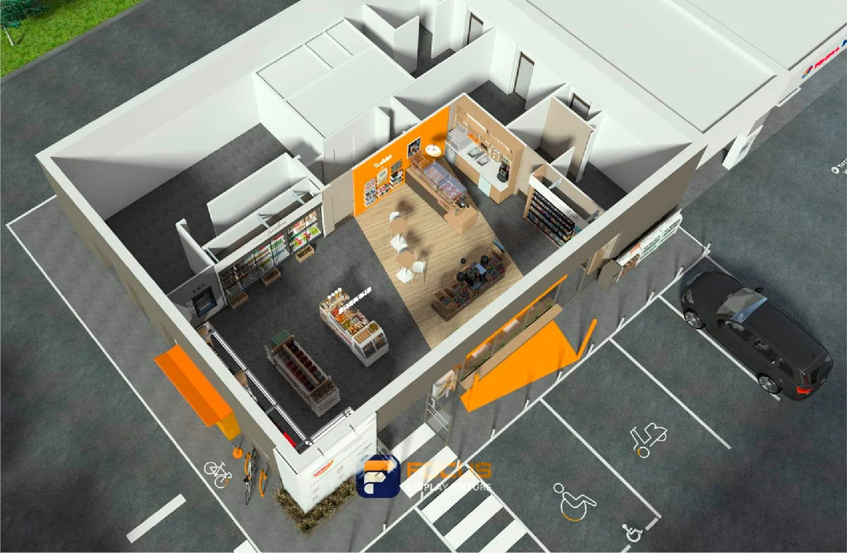 Store 33 — Compact foodservice store, interior view 12
